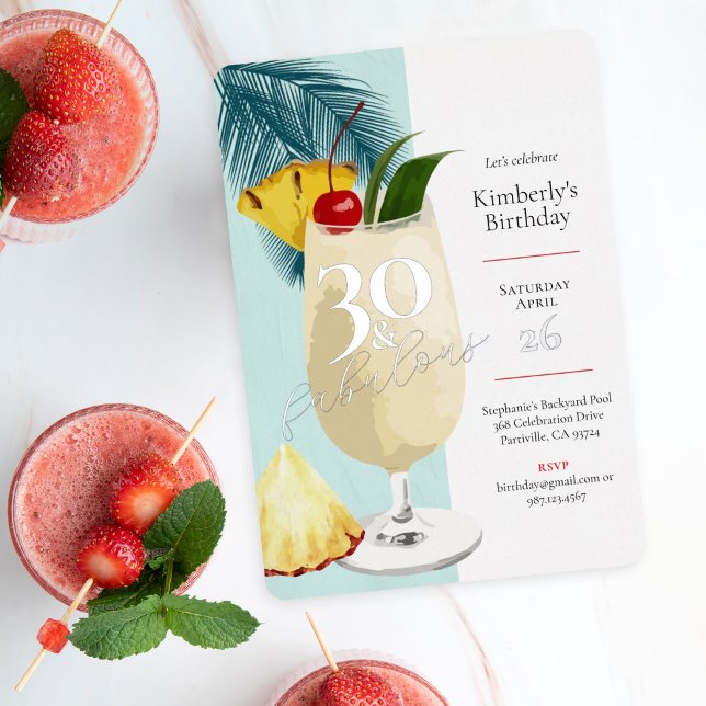 Invitation En Aluminium 30e anniversaire Summer Green Cocktail Party (Créateur téléchargé)