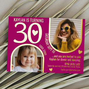 Invitation En Aluminium 30e arcs anniversaire coeur or rose paysage