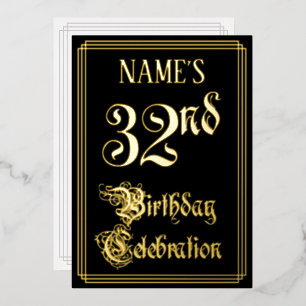 Invitation En Aluminium 32e fête d'anniversaire — Script fantaisie et nom 