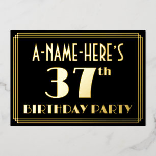 Invitation En Aluminium 37e fête d'anniversaire : Art Déco Look "37", avec