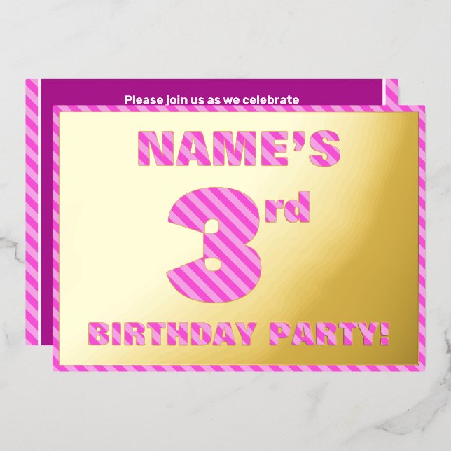 Invitation En Aluminium 3e fête d'anniversaire — Audacieux, amusant, rayur (Recto/Verso)