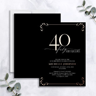 Invitation En Aluminium 40 ans & Fabuleux Anniversaire Calligraphie Rose O