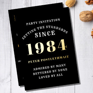 Invitation En Aluminium 40e anniversaire 1984 Black Gold Personnalisé Pour