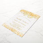Invitation En Aluminium 40e anniversaire parties scintillant or blanc luxe<br><div class="desc">Pour une soirée élégante de 40ème anniversaire (ou tout âge). Un arrière - plan blanc chic. Décoré de parties scintillant en faux or, brille. Personnalisez et ajoutez un nom, un âge et des détails de la fête. Le nom est écrit avec un script de style écrit à la main. Le...</div>