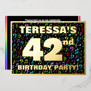 Invitation En Aluminium 42e fête d'anniversaire — Symboles de musique amus