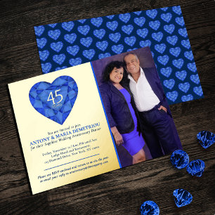 Invitation En Aluminium 45e Sapphire bleu Mariage Anniversaire photo du co