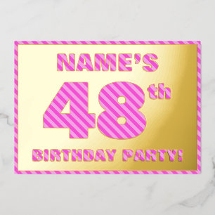 Invitation En Aluminium 48e fête d'anniversaire — Gras, amusant, rose rayu