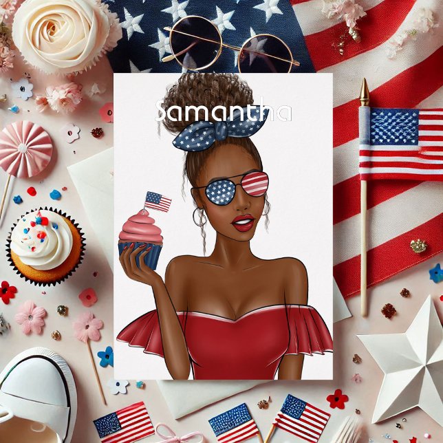 Invitation En Aluminium 4 juillet Fête de l'Indépendance USA Anniversaire (4th of July Independence Day USA Birthday Party Foil Invitation)