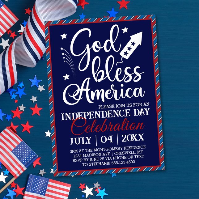 Invitation En Aluminium 4 juillet Party America (Créateur téléchargé)