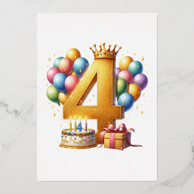 Invitation En Aluminium 4e anniversaire doré (Recto)