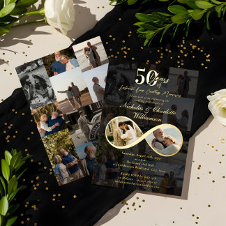 Invitation En Aluminium 50 ans Amour Infinity Photo Collage Anniversaire