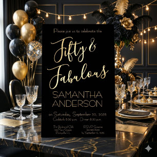 Invitation En Aluminium 50 ans et Fabuleux   Cinquantième Anniversaire Noi