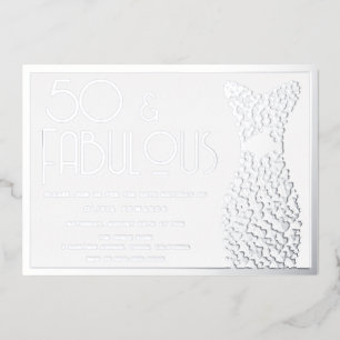 Invitation En Aluminium 50 ans et fabuleux ! Robe argentée Fête d'annivers