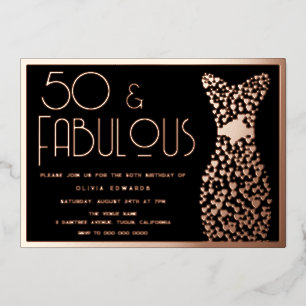 Invitation En Aluminium 50 ans et fabuleux ! Rose Gold et Noir 50e Anniver