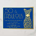 Invitation En Aluminium 50 & Fabuleux ! 50e anniversaire de fête de minuit<br><div class="desc">50 & Fabuleux ! 50th Birthday Party Midnight & Gold Foil Invitation Voir d'autres invitations dans notre Niche and Nest Store</div>