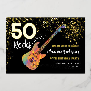 Invitation En Aluminium 50 Rocks 50e anniversaire Parties scintillant d'or