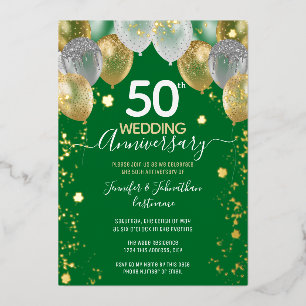 Invitation En Aluminium 50e Anniversaire Ballons d'or Shamrock vert