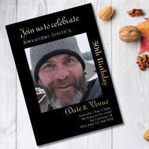 Invitation En Aluminium 50e anniversaire Black Gold