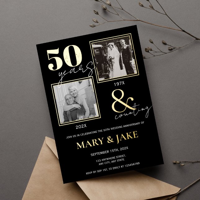 Invitation En Aluminium 50e anniversaire de mariage Alors & Maintenant (Créateur téléchargé)