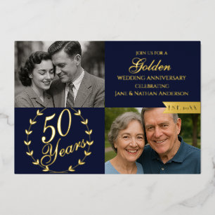 Invitation En Aluminium 50e anniversaire de Mariage d'or Photo de la marin