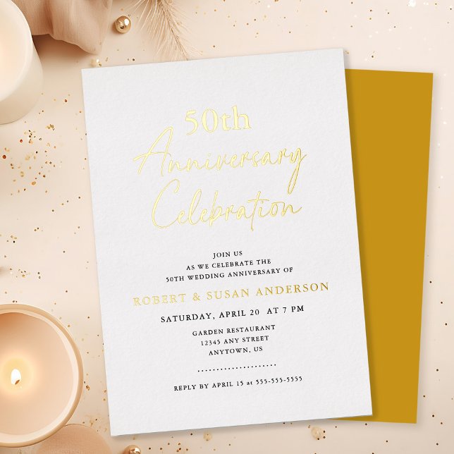 Invitation En Aluminium 50e anniversaire de mariage minimal moderne (Créateur téléchargé)