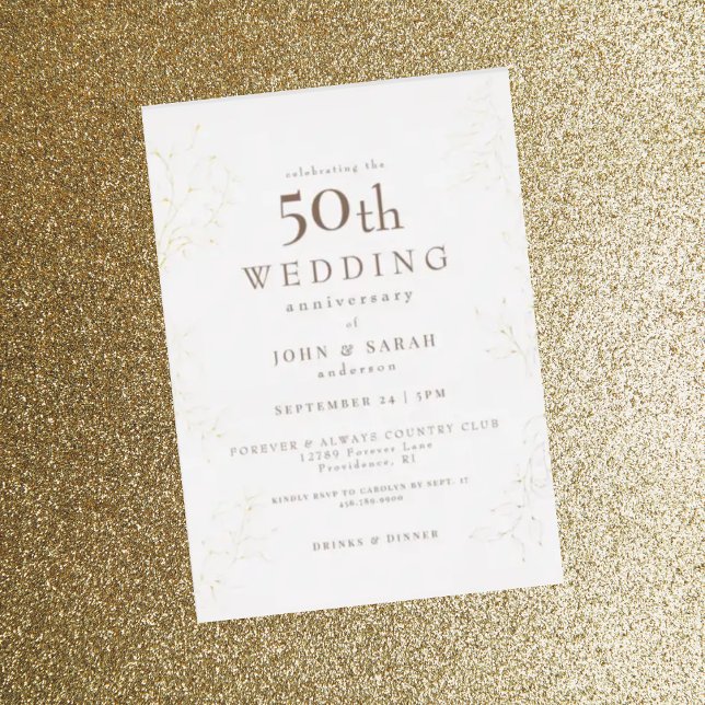 Invitation En Aluminium 50e anniversaire de mariage or (Créateur téléchargé)