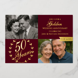 Invitation En Aluminium 50e anniversaire de mariage photo bordeaux