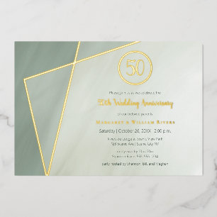 Invitation En Aluminium 50e anniversaire fête jade grisée avec or