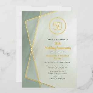 Invitation En Aluminium 50e anniversaire jade grisé avec or