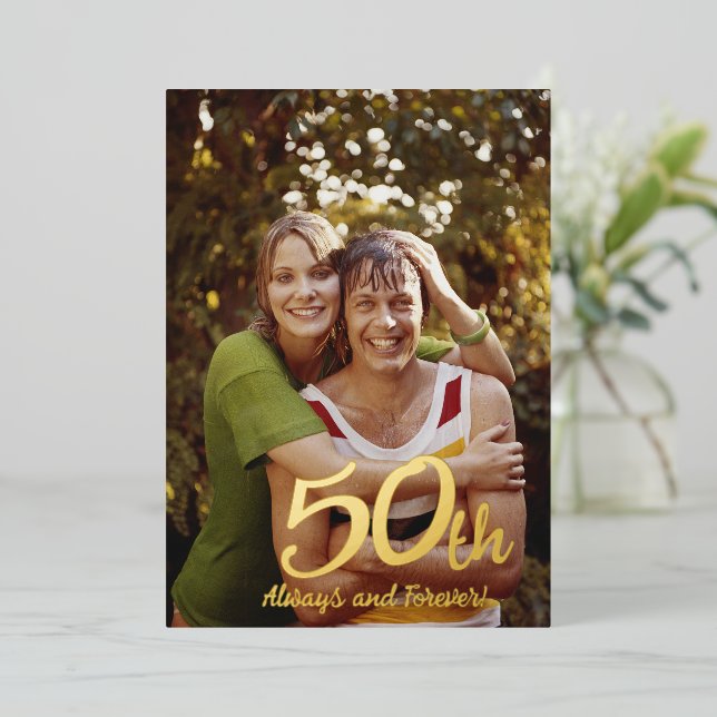 Invitation En Aluminium 50e anniversaire moderne (Debout devant)