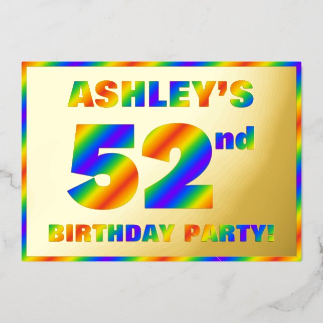 Invitation En Aluminium 52e fête d'anniversaire — Amusant, Rainbow Spectru (Recto)