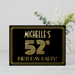 Invitation En Aluminium 52e fête d'anniversaire — Style Art Déco "52" + No