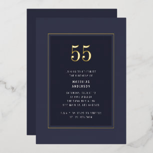 Invitation En Aluminium 55e anniversaire minimal élégant cadre d'or foncé