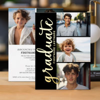 5 Photo Graduation Party Modern Script Gold Foil I