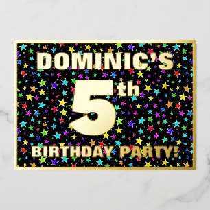 Invitation En Aluminium 5e Birthday Party — Fun, Colorful Stars Pattern