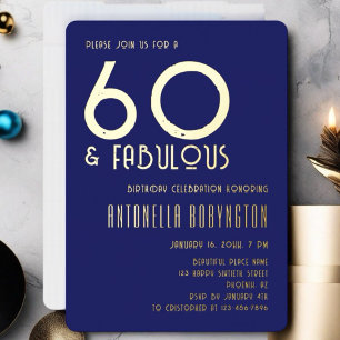 Invitation En Aluminium 60 et fabuleuse marine bleu or typographie rétro