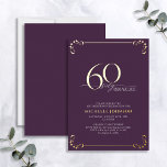 Invitation En Aluminium 60 & Fabuleux Purple & Gold Calligraphy Anniversai<br><div class="desc">C'est ton anniversaire spécial, et il est temps de fêter ça ! Veux-tu jeter le meilleur bain de la ville ? Assurez-vous qu'il commence avec le plus haut de style avec cette 60 & Fabulous Purple & Gold Calligraphy Anniversaire Foil Invitation. Il saura donner le ton d'une célébration glamour. Cette...</div>
