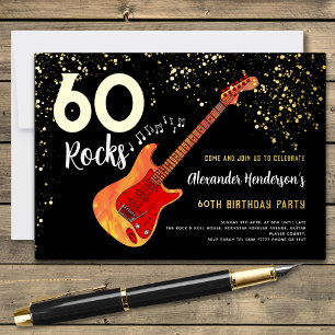 Invitation En Aluminium 60 Rocks 60th Birthday Party Gold