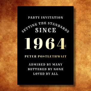 Invitation En Aluminium 60e anniversaire 1964 Black Gold Personnalisé Pour