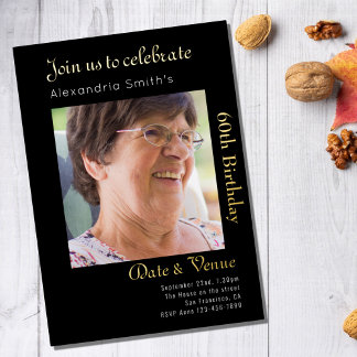 Invitation En Aluminium 60e anniversaire Black Gold