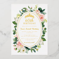 60e anniversaire Gold Pink Butterfly Floral