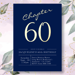 Invitation En Aluminium 60e anniversaire Marine Blue Gold
