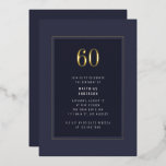 Invitation En Aluminium 60e anniversaire minimal élégant cadre d'or foncé<br><div class="desc">60e anniversaire minimal élégant noir violet gris doré cadre Foil Anniversaire Fête Invitation</div>