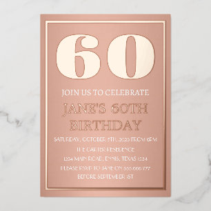 Invitation En Aluminium 60e anniversaire Rose moderne Gold Foil QR Code