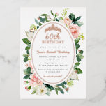 Invitation En Aluminium 60e anniversaire Rose or rose papillon Floral<br><div class="desc">Plus Joli 60e anniversaire Invitations dans le Little Bayleigh Store!</div>