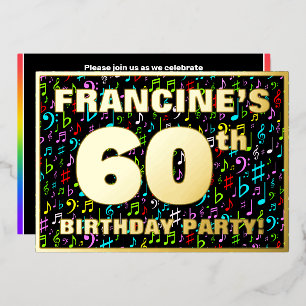 Invitation En Aluminium 60e fête d'anniversaire — Symboles de musique amus