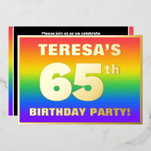 Invitation En Aluminium 65e Birthday Party : Fun, Colorful Rainbow Pattern