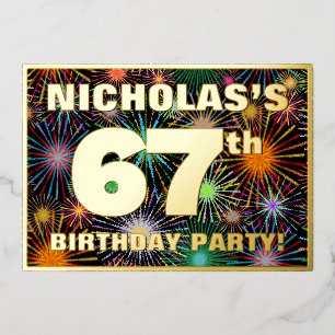 Invitation En Aluminium 67e fête d'anniversaire — Amusant, Feu d'artifice