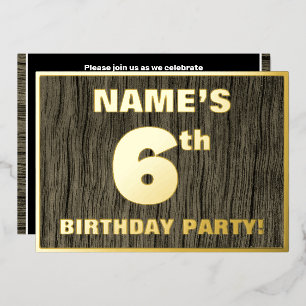 Invitation En Aluminium 6e fête d'anniversaire : Bold, Faux Motif de grain