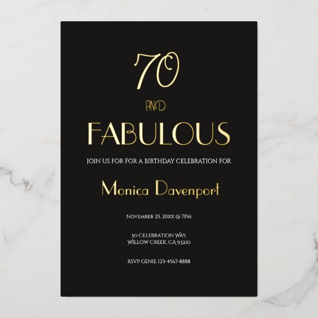 Invitation En Aluminium 70 and Fabulous Seventy Birthday  (Recto)